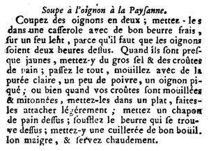 soupe à l'oignon à la paysanne}} 레시피