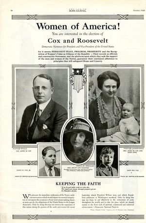 1920년 미국 대통령 선거 여성 투표 대상 Ladies Home Journal 광고