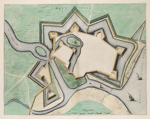 아틀라스 반 론(1649)의 델프제일 요새 지도