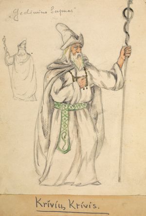 극의 크리베 역할 의상 스케치 (1923)