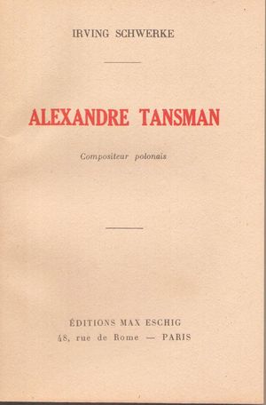 어빙 슈베르크의 저서 표지, 파리 1931, Éditions Max Eschig