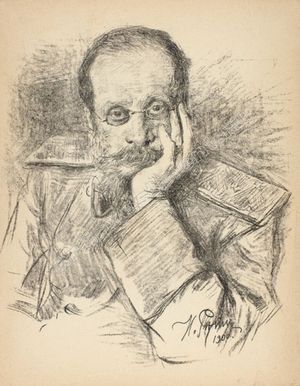 일리야 레핀이 그린 체자르 큐이의 초상화(스케치), 1900