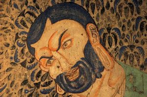 마하카샤파 (Mahakasyapa)는 키질 석굴에 있으며, 탄소 연대 측정 결과 422–529 CE