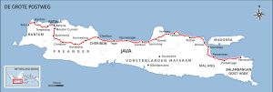 자바 섬의 서쪽에서 동쪽으로 뻗어 있는 대우편로(Grote Postweg)