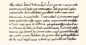 엘 시드의 생애를 처음 다룬 문학 작품인 Carmen Campidoctoris의 첫 문단. 엘 시드가 일부 백작과 챔피언을 물리친 것을 기념하기 위해 작성됨