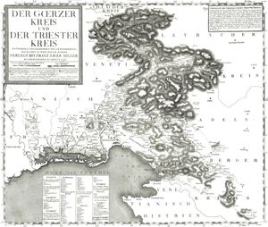 18세기 고리치아 및 트리에스테의 오스트리아 내 지역 지도