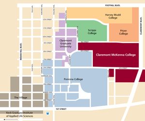 클레어몬트 칼리지 소속 기관들의 위치