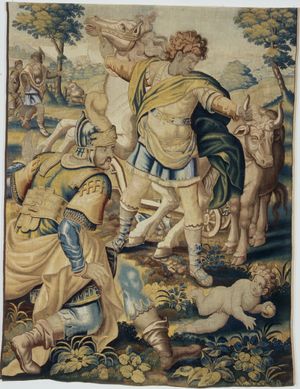 Odysseus fakes insanity, 17세기 초 태피스트리. 슬로베니아 프투이 오르모시 지역 박물관 소장