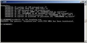 마이크로소프트 윈도우에서 `taskkill` 명령어