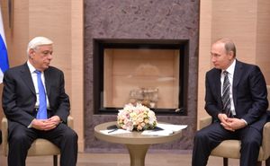 2016년 1월 15일, 블라디미르 푸틴 대통령과 회담하는 파블로풀로스