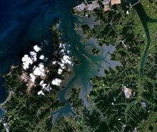 가로림만의 위성사진