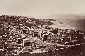 칼턴 왓킨스가 1868년경 캘리포니아주 샌프란시스코 텔레그래프 언덕에서 촬영한 골든게이트