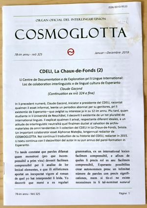 2019년 1월부터 12월까지의 Cosmoglotta 325호