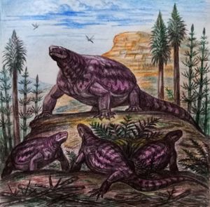 육상에서 휴식을 취하는 C. 로메리 복원도