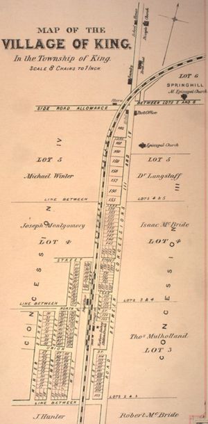 1878년 "요크 카운티 및 웨스트 귈림버리 타운십과 심코 카운티의 브래드포드 타운의 삽화 역사 지도"에 게재된 지역 지도.
