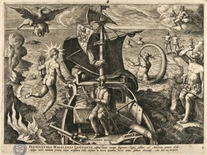 요하네스 스트라다누스가 1592년경에 그린, 마젤란이 자신의 이름을 딴 해협을 발견하는 모습을 묘사한 삽화.