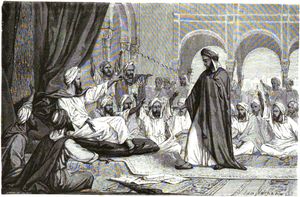 루이 피기에의 삽화, 알 만수르가 그의 궁정에서 이븐 루시드(아베로에스)를 추방하는 모습