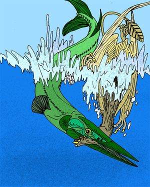 사우릭티스에게 공격받는 프레온닥틸루스