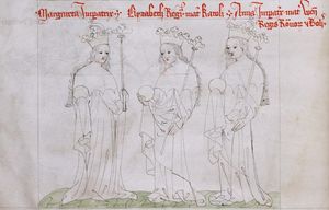 시어머니 마르가레타 (왼쪽)와 며느리 안나 (오른쪽)와 함께 있는 엘리슈카 (가운데)