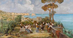 나폴리에서 타란텔라를 추는 이탈리아인