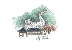 돌너덜의 호랑이 형상을 묘사한 그림