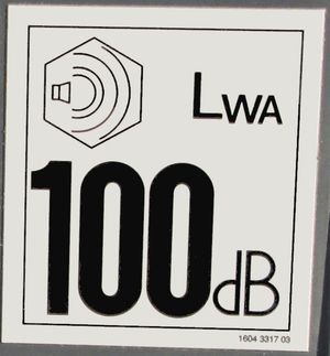 이동식 공기 압축기와 관련된 최대 음향 출력 레벨 (LWA)