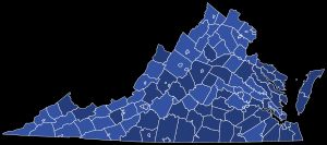 카운티 및 독립 시별 일반 투표 점유율: 바이든 70–80%, 바이든 80–90%, 바이든 90% 이상