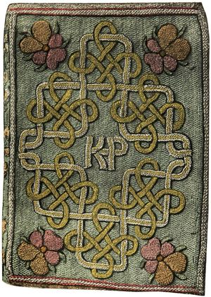 11세의 엘리자베스 1세(Elizabeth I)가 캐서린 파(Katherine Parr)에게 선물한 자수 책 표지