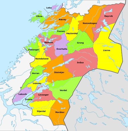 노르트뢰넬라그 주의 지방 자치 단체 지도