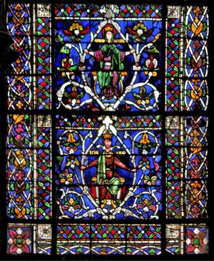 12세기 말 또는 13세기 초의 이새의 나무 창문 중 남아있는 두 개의 패널, 캔터베리 대성당