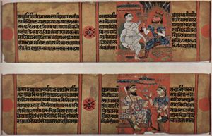 Manuscript with two illustrations, dating to about 1400