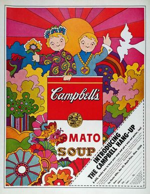 1968년 캠벨 수프 라벨의 인쇄 광고, 존 알콘의 이미지