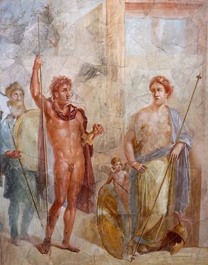 폼페이에서 발견된 벽화로, 알렉산더와 그의 아내 중 한 명을 묘사하고 있다.