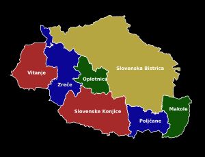 즈레체와 인근 지역의 자치구