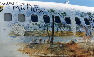 1990년대 중반 안셋 보잉 737-300 측면에 그려진 왈칭 마틸다 벽화
