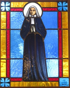 카브리니를 묘사한 버지니아주 체서피크의 스테인드 글라스 창