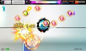 DJMAX 테크니카 3의 새로운 게임 인터페이스를 보여주는 게임 플레이 스크린샷.