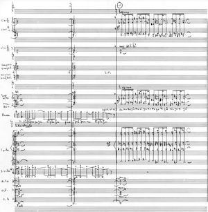 비비에의 미완성 칸타타 Rêves d'un Marco Polo (1981–83)의 오리지널 악보