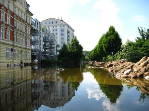 마그데부르크 시내의 엘베강 범람