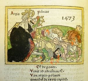 아르기아와 폴리네이케스의 목판화 (1473)