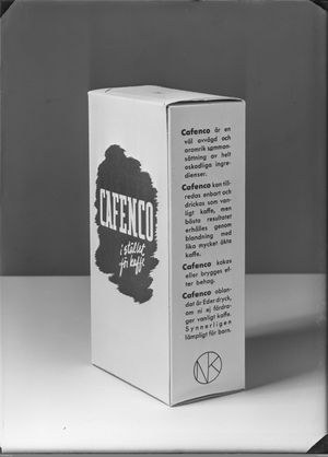 1940년대 스웨덴 커피 대용 브랜드 "Cafenco"의 제품 사진