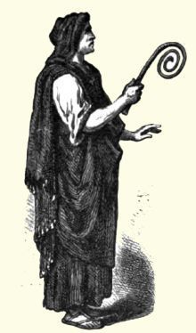 로마 조점관 (Roman augur)과 조점관과 조점술의 상징인 조점 지팡이 리투스.