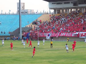 중화 타이베이 축구 국가대표팀과 대한민국 축구 국가대표팀의 2007년 아시안컵 예선 경기, 2006년 8월 16일 촬영.