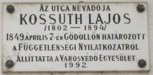 러요시 코슈트 기념 명판 (코슈트 거리)