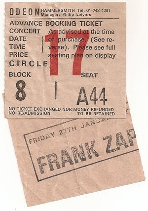 CD에 수록된 공연 중 하루의 티켓 스텁