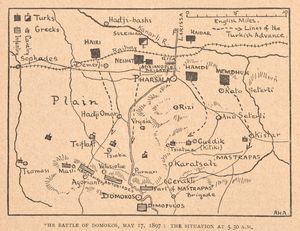1897년 5월 17일 오전 5시 30분에 벌어진 도모코스 전투 상황도