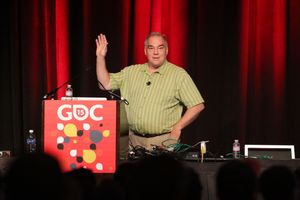 2015년 GDC에서 어드벤처 개발 후기를 발표하는 워렌 로비넷