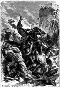 파리 공성전 (885–886년)에서 직접 바이킹과 교전하는 외드 (알퐁스 드 뇌빌 작)