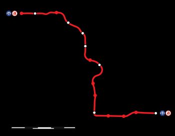 렌 메트로 A 노선 지도.