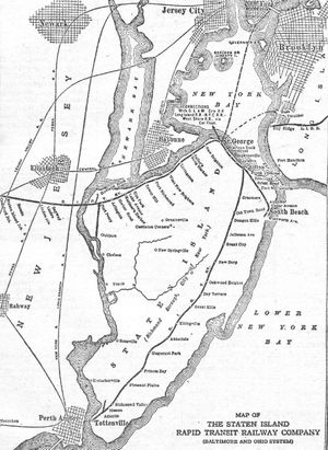 1952년 스태튼 아일랜드 래피드 트랜짓 지도, 화물 연결 포함